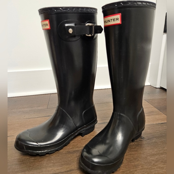 Hunter Womens Original Tall Black Glossy Knee-High Rain Boots Sz 5 - Picture 7 of 11